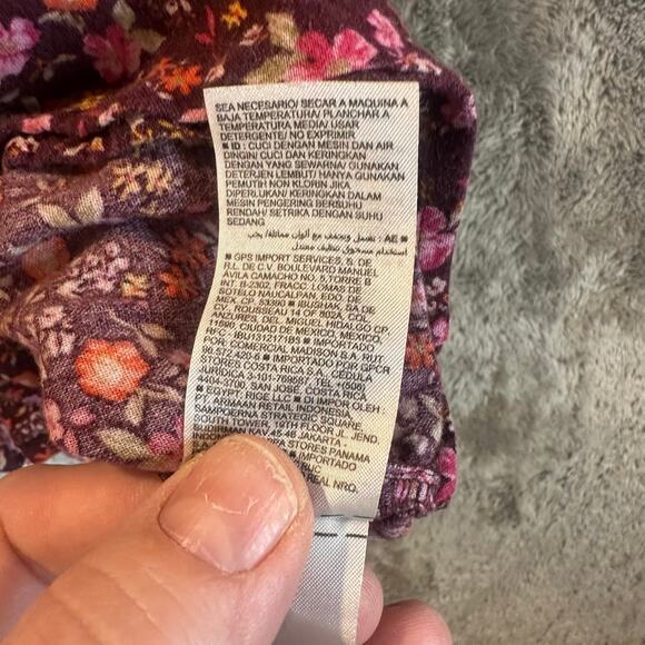 Old Navy Burgundy Ditsy Floral Puff Sleeve Tiered Button Down Dress Boho Girls 8 - Picture 7 of 8